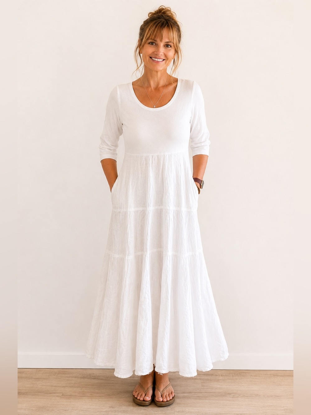 Elemente Clemente 100% Linen White Maxi Dress | German Designer | Size 1